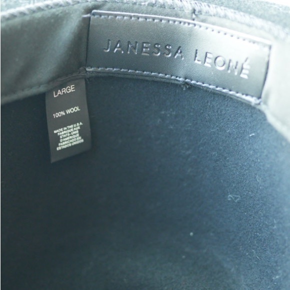JANESSA LEONE Wool Fedora Hat Black, Size Large - Picture 6 of 6